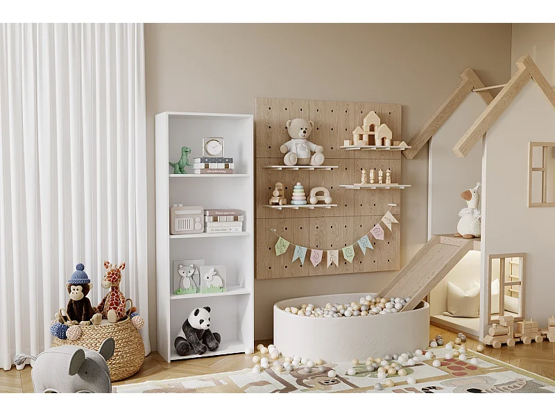 Estantería Librería Blanca 160x60x30 cm – Estilo Escandinavo con Estantes Abiertos, Diseño Moderno y Funcional para Salón, Dormitorio u Oficina