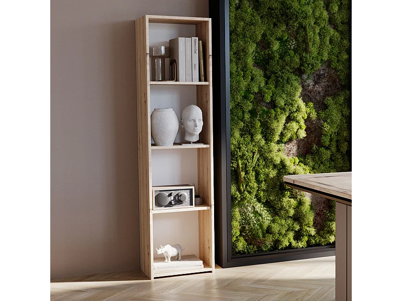 Estantería Librería Color roble artesano 160x40x30 cm – Estilo Escandinavo con Estantes Abiertos, Diseño Moderno y Funcional para Salón, Dormitorio