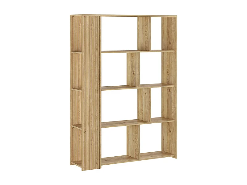 Estantería Decorativa, Librería, Separador Ambientes, Acabado en Mauvella-rayas, Medidas: 174 cm (Alto) x 129 cm (Ancho) x 32,8 cm (Fondo) – Meyvaser