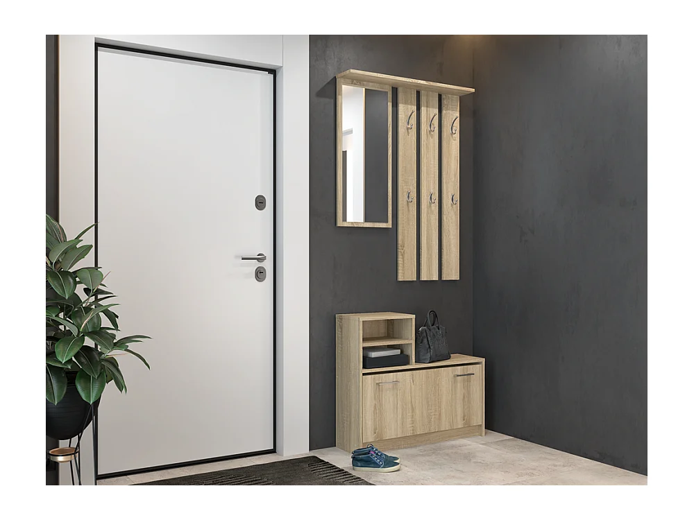 Armario Zapatero Color Roble Sonoma de 85x180x24 cm  – Diseño Moderno y Estrecho para Recibidor o Pasillo