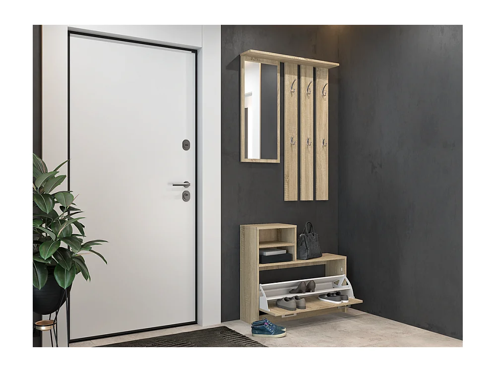 Armario Zapatero Color Roble Sonoma de 85x180x24 cm  – Diseño Moderno y Estrecho para Recibidor o Pasillo