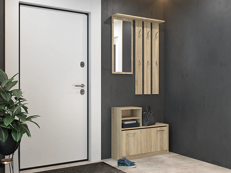 Armario Zapatero Color Roble Sonoma de 85x180x24 cm  – Diseño Moderno y Estrecho para Recibidor o Pasillo