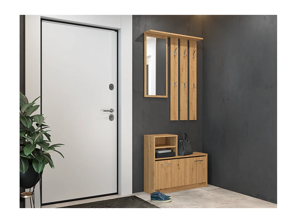 Armario Zapatero Color Roble Artesano de 85x180x24 cm  – Diseño Moderno y Estrecho para Recibidor o Pasillo