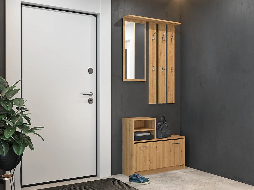 Armario Zapatero Color Roble Artesano de 85x180x24 cm  – Diseño Moderno y Estrecho para Recibidor o Pasillo