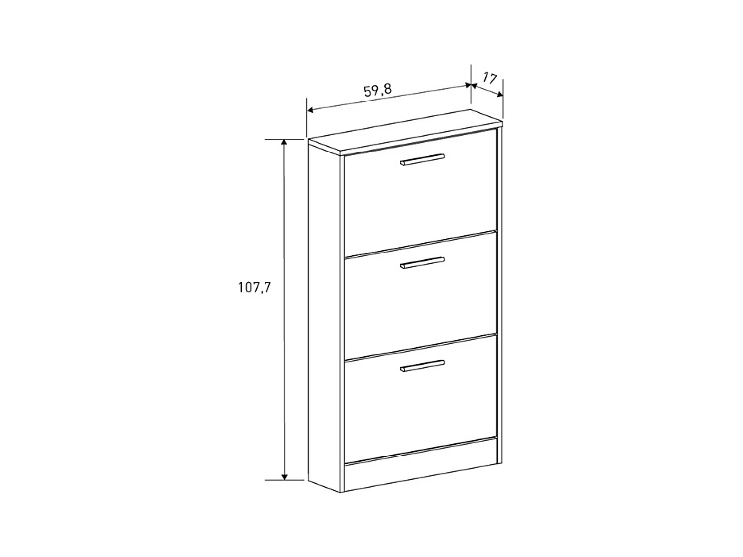 Meyvaser - Zapatero 3 Puertas, Zapatero Estrecho, Acabado en Color Mauvella, Medidas: 108 cm (Alto) x 60 cm (Ancho) x 17 cm (Fondo)