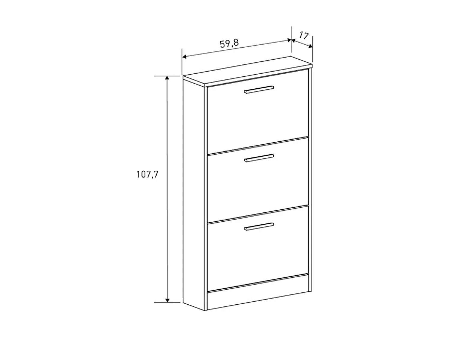 Meyvaser - Zapatero 3 Puertas, Zapatero Estrecho, Acabado en Color Mauvella, Medidas: 108 cm (Alto) x 60 cm (Ancho) x 17 cm (Fondo)