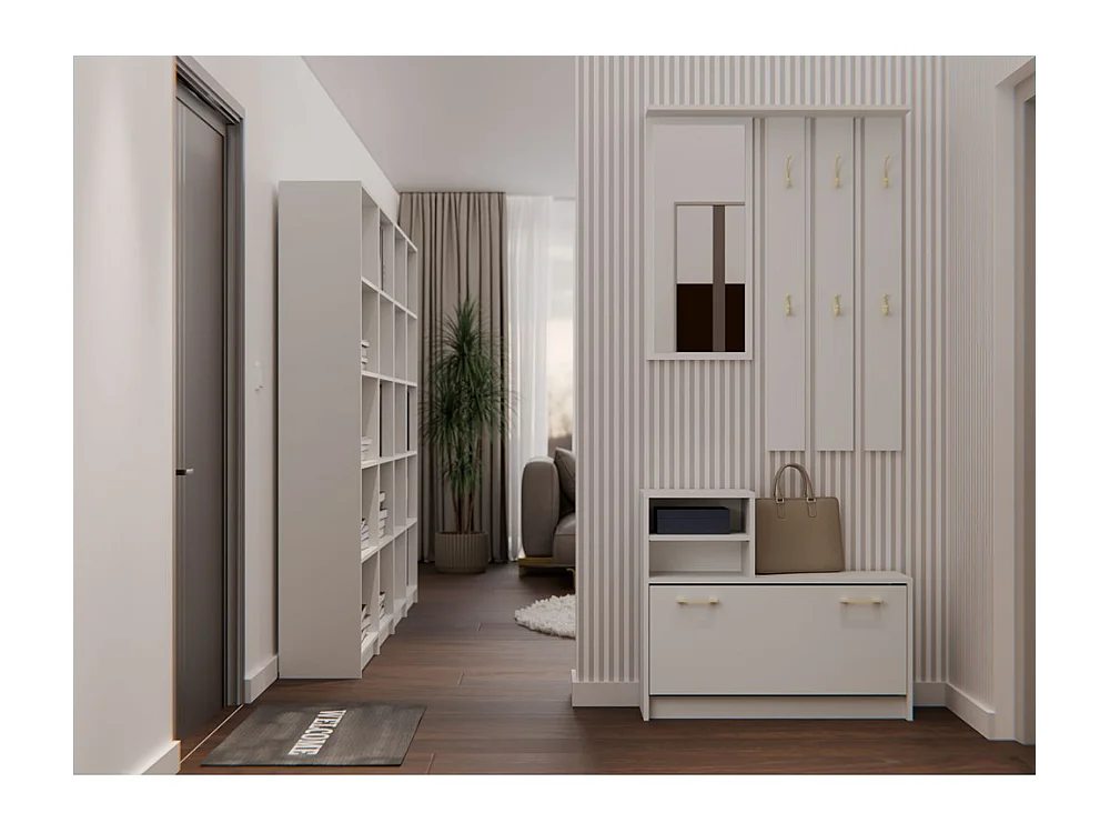 Armario Zapatero Color Cachemira de 85x180x24 cm  – Diseño Moderno y Estrecho para Recibidor o Pasillo