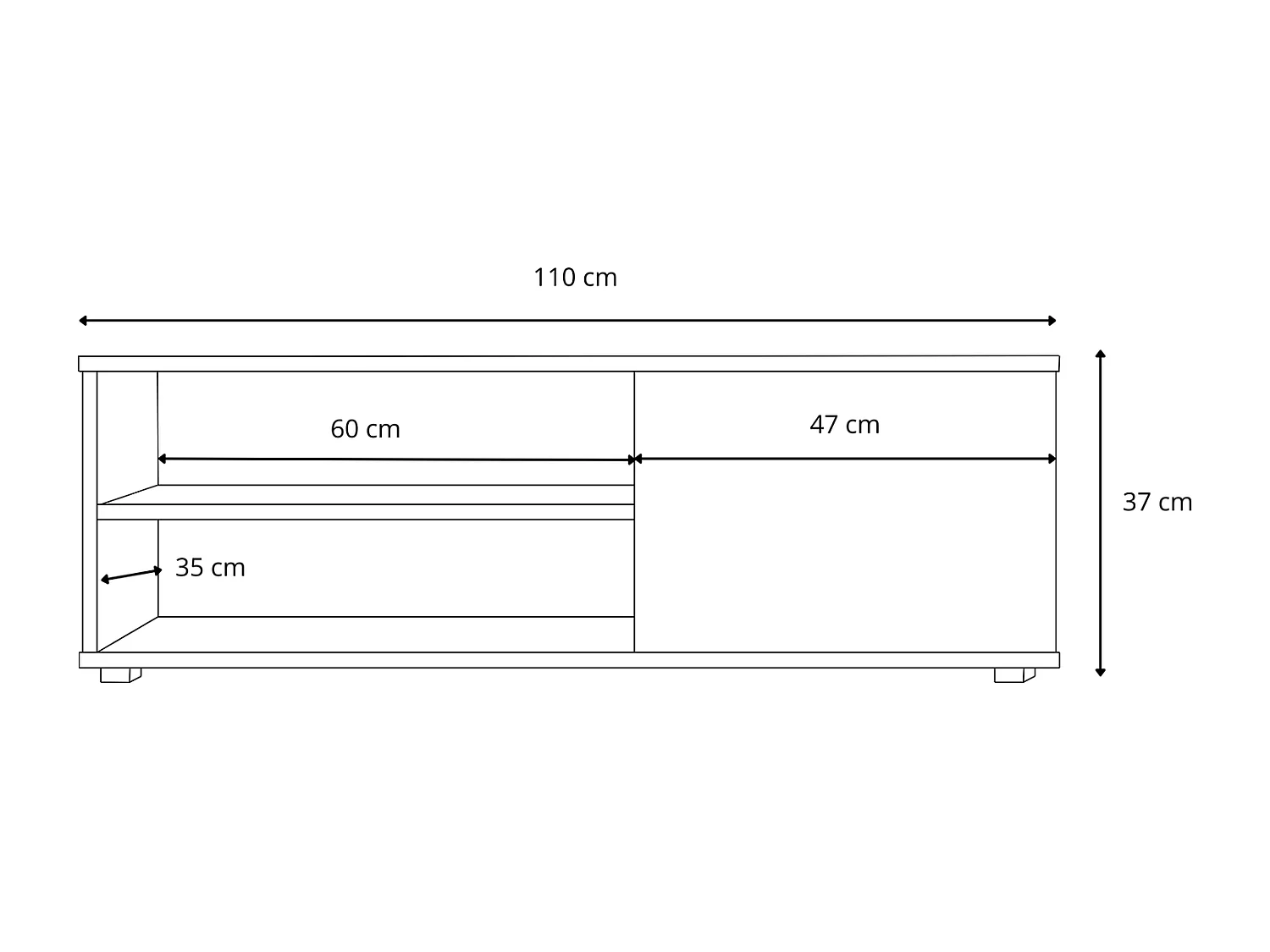 Mueble de TV Color Roble Artesano 110 cm – 2 Estantes Abiertos y 1 Puerta – Diseño Compacto y Moderno