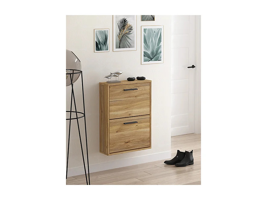 Meyvaser - Zapatero con 2 Puertas, Mueble para Zapatos Estrecho en Color Mauvella, Medidas: 73 cm (Alto) x 54 cm (Ancho) x 18 cm (Fondo)