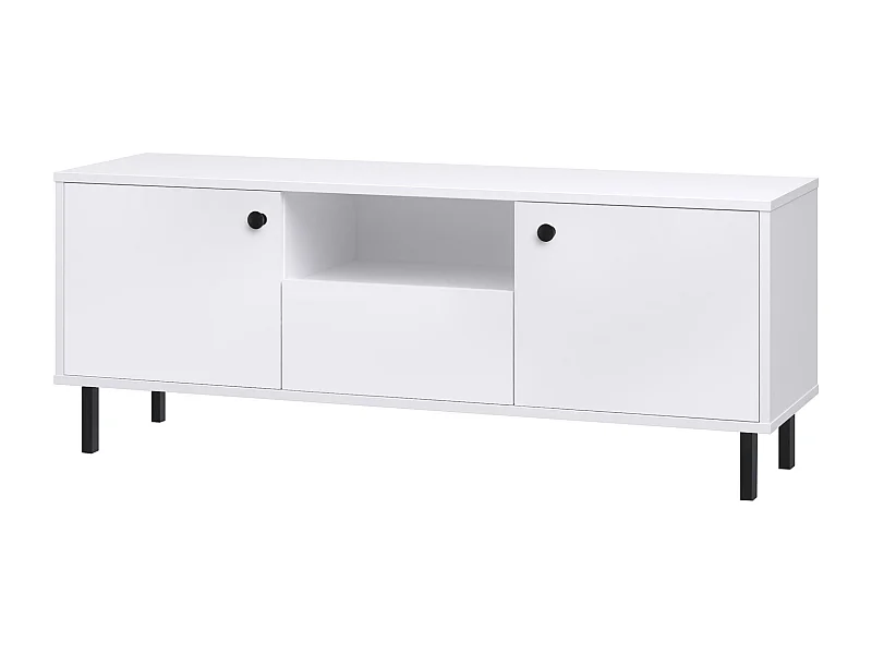 Mueble de TV 137x40x53 cm Color Blanco con 2 Puertas y 1 Cajón – Diseño Funcional y Moderno, Amplio Almacenamiento para Salón
