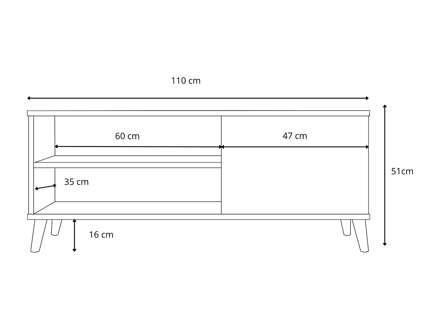Mueble para Televisión Blanco – 110x51x35 cm – Estilo Escandinavo con Patas de Madera