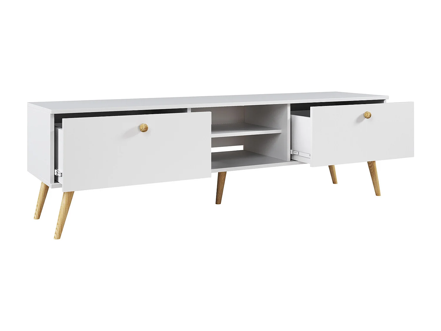 Mueble de Televisión Estilo Nórdico – Color Blanco, 170x50x41 cm – Funcional y Elegante