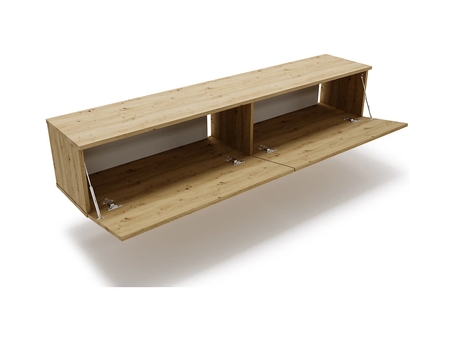 Mueble TV Roble Artesano – Montaje Dual (Pared o Suelo) – 160x30x32 cm – Apertura TIP-ON – Estilo Moderno