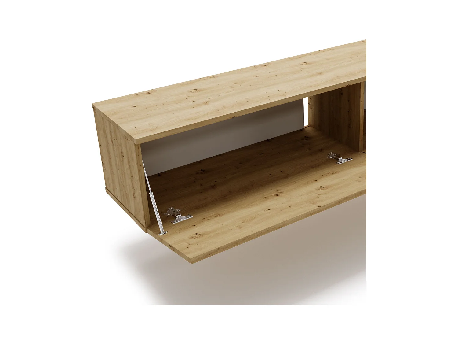 Mueble TV Roble Artesano – Montaje Dual (Pared o Suelo) – 160x30x32 cm – Apertura TIP-ON – Estilo Moderno