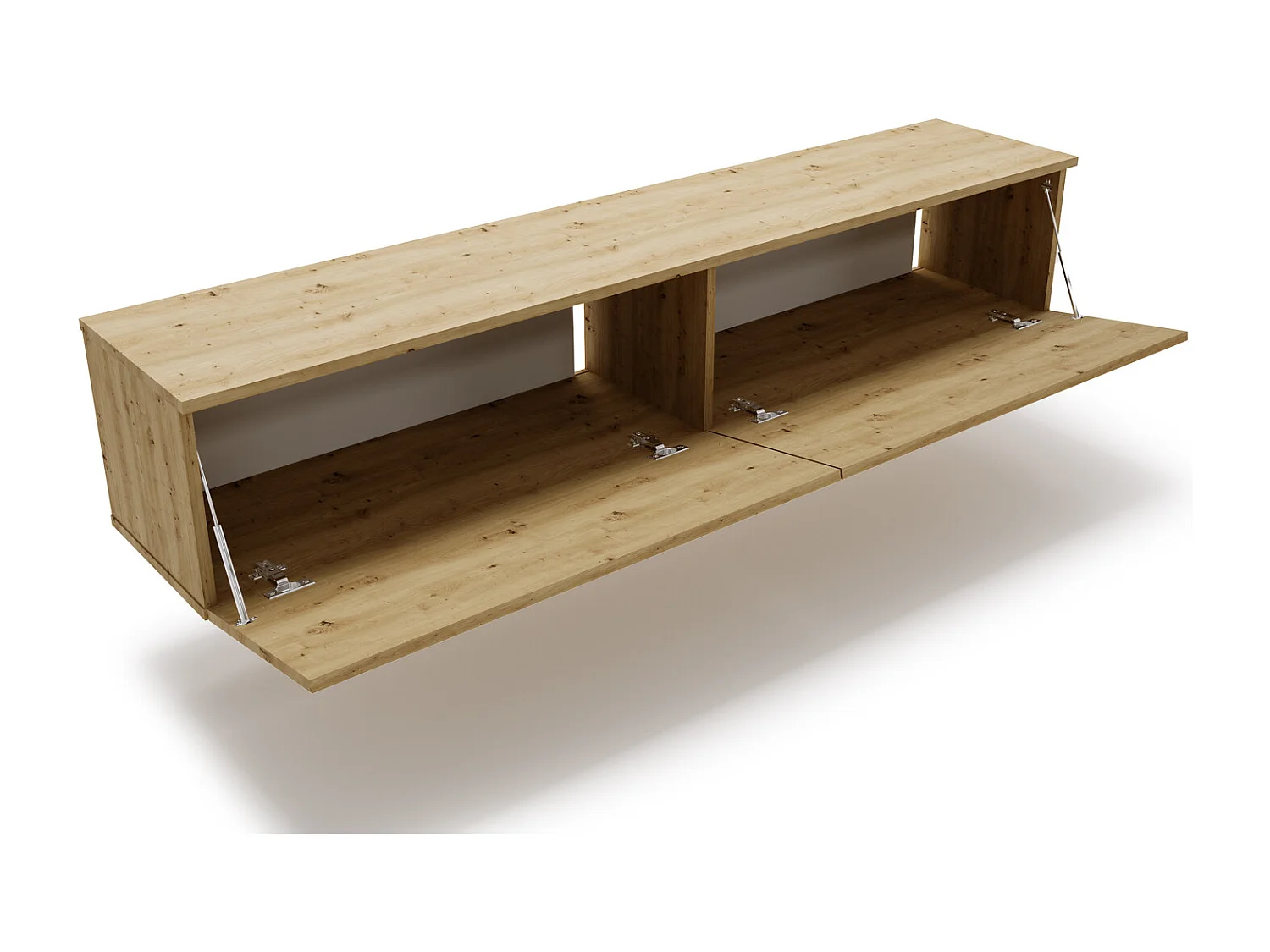 Mueble TV Roble Artesano – Montaje Dual (Pared o Suelo) – 160x30x32 cm – Apertura TIP-ON – Estilo Moderno