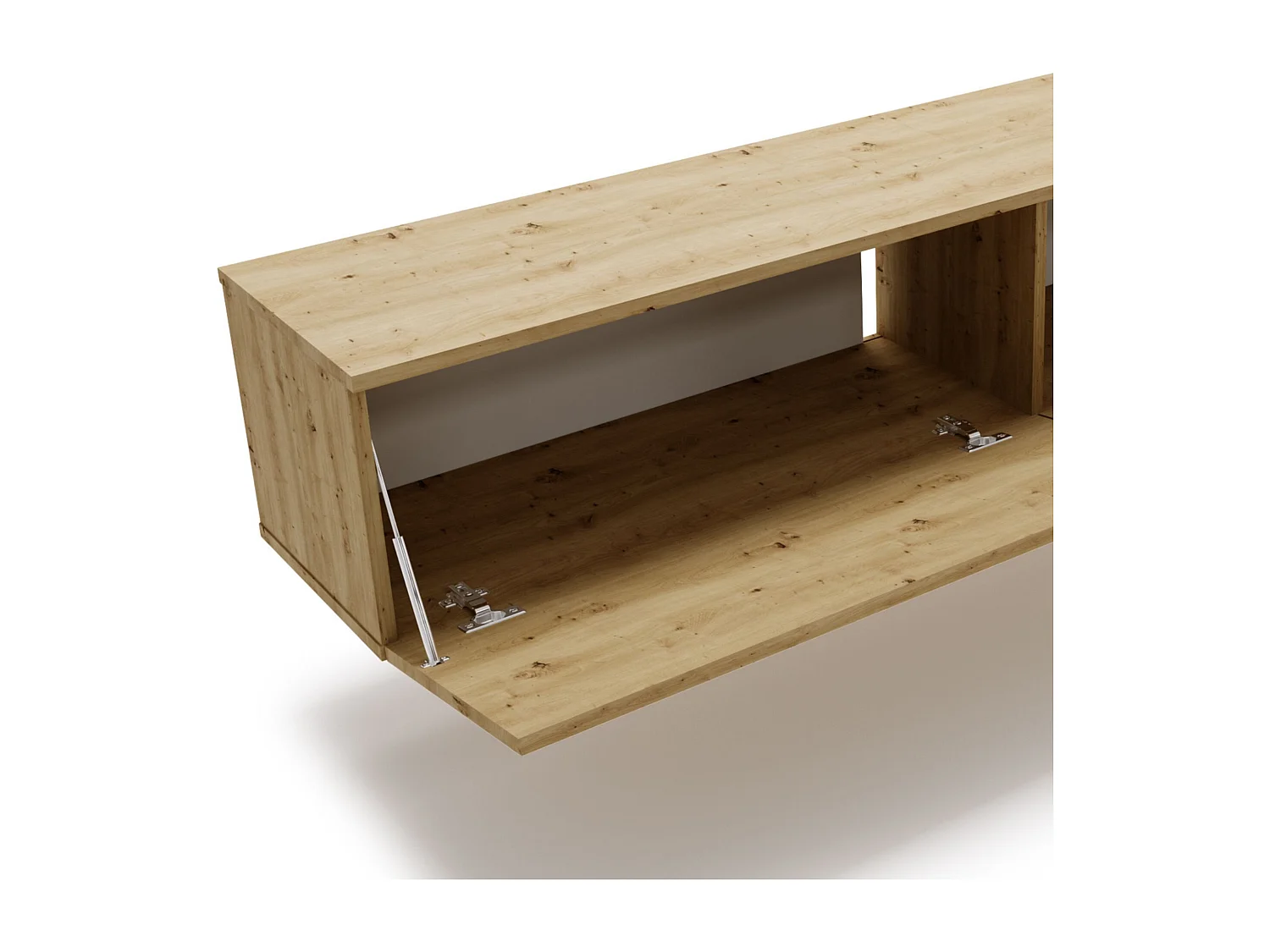 Mueble TV Roble Artesano – Montaje Dual (Pared o Suelo) – 160x30x32 cm – Apertura TIP-ON – Estilo Moderno
