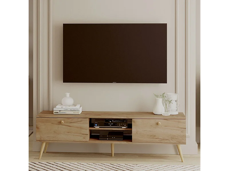 Mueble de Televisión Estilo Nórdico – Color Roble, 170x50x41 cm – Funcional y Elegante