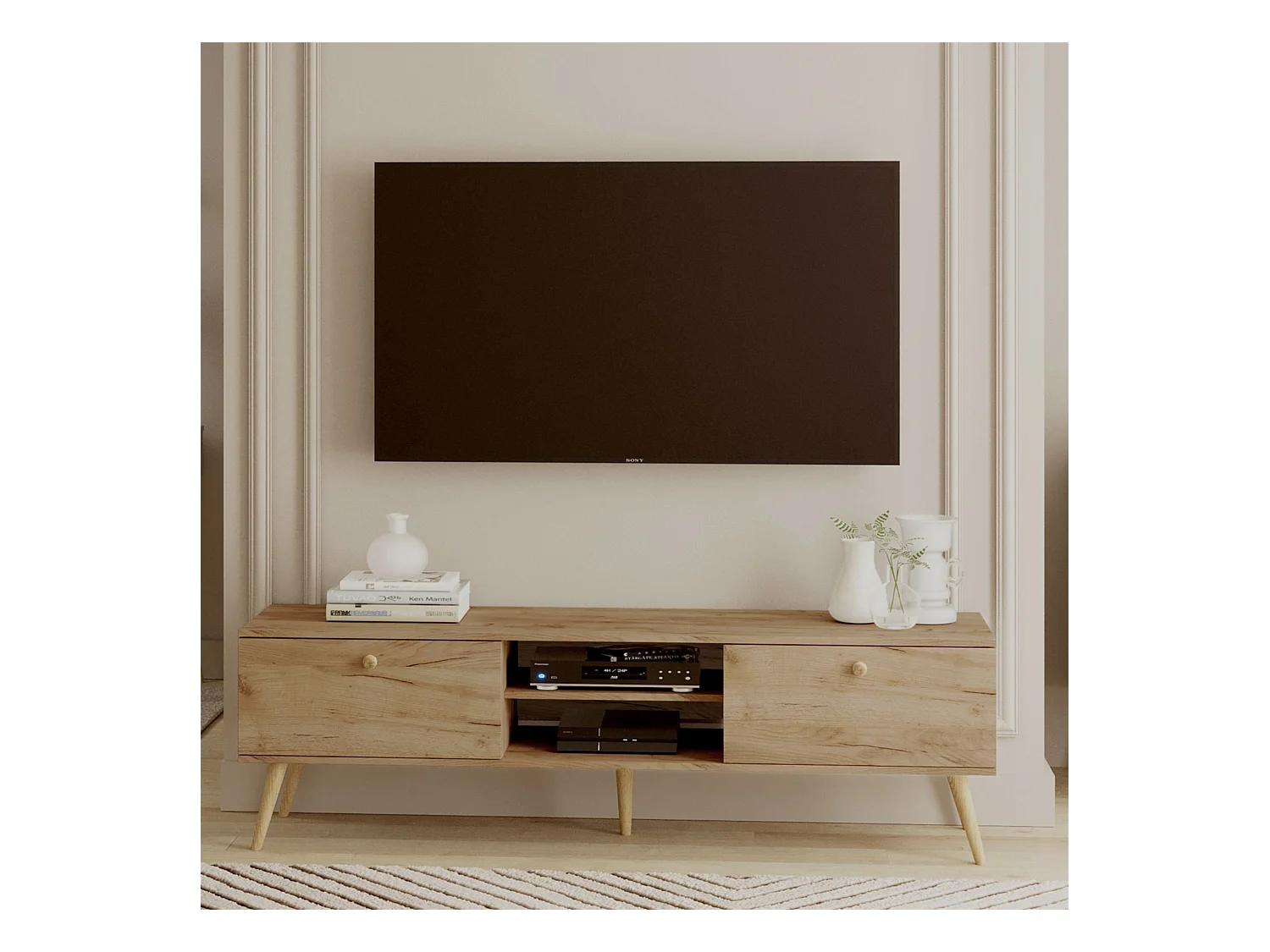 Mueble de Televisión Estilo Nórdico – Color Roble, 170x50x41 cm – Funcional y Elegante