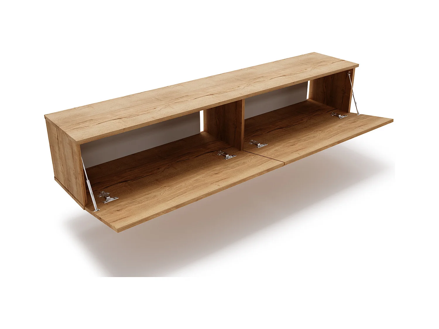 Mueble TV Roble Craft – Montaje Dual (Pared o Suelo) – 160x30x32 cm – Apertura TIP-ON – Estilo Moderno