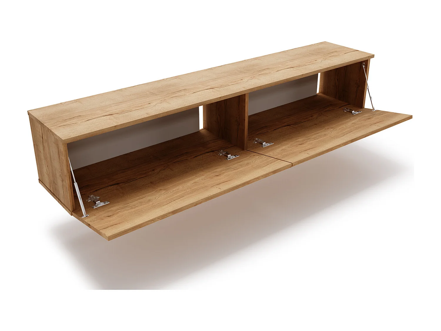 Mueble TV Roble Craft – Montaje Dual (Pared o Suelo) – 160x30x32 cm – Apertura TIP-ON – Estilo Moderno