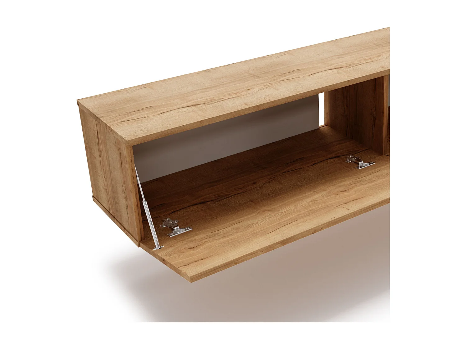 Mueble TV Roble Craft – Montaje Dual (Pared o Suelo) – 160x30x32 cm – Apertura TIP-ON – Estilo Moderno