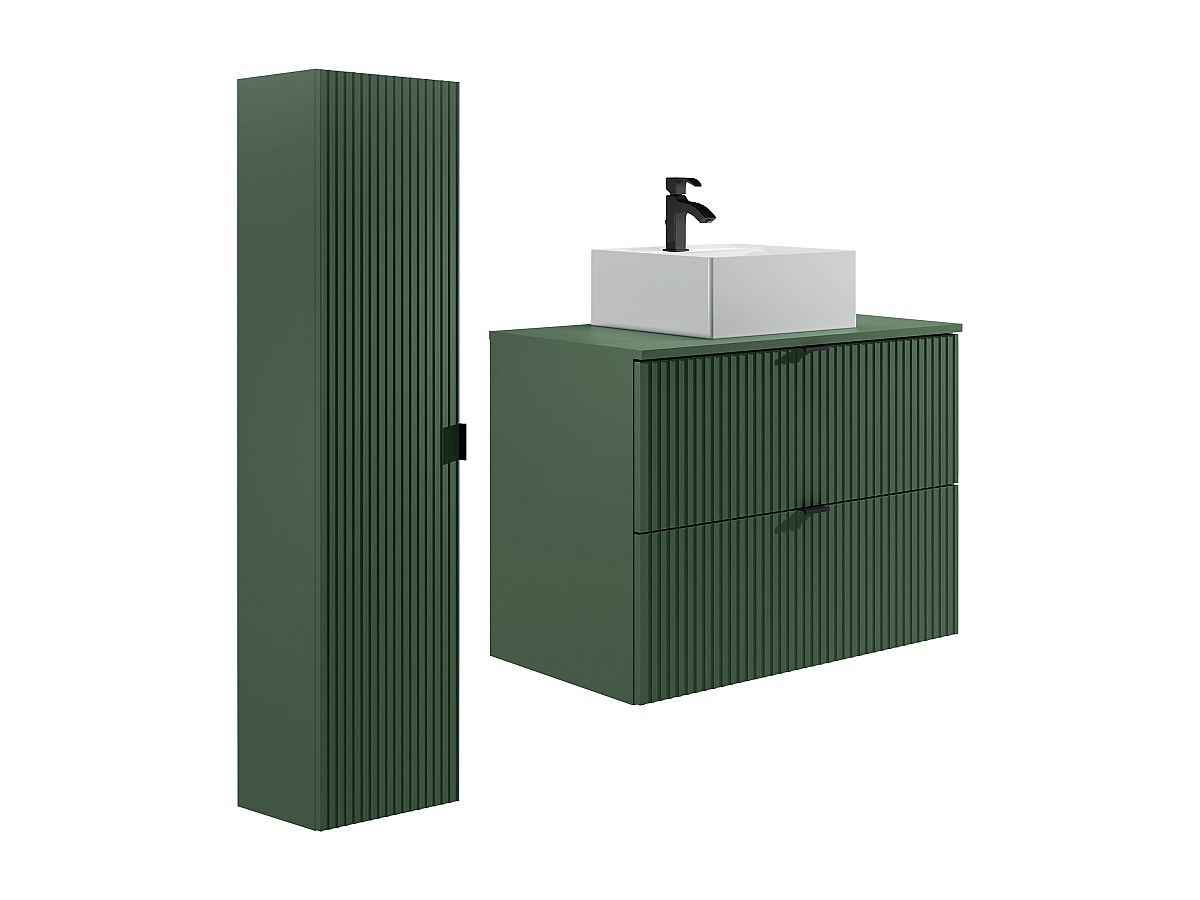 Waschbeckenunterschrank hängend mit Aufsatzwaschbecken & Badhochschrank - S günstig online kaufen