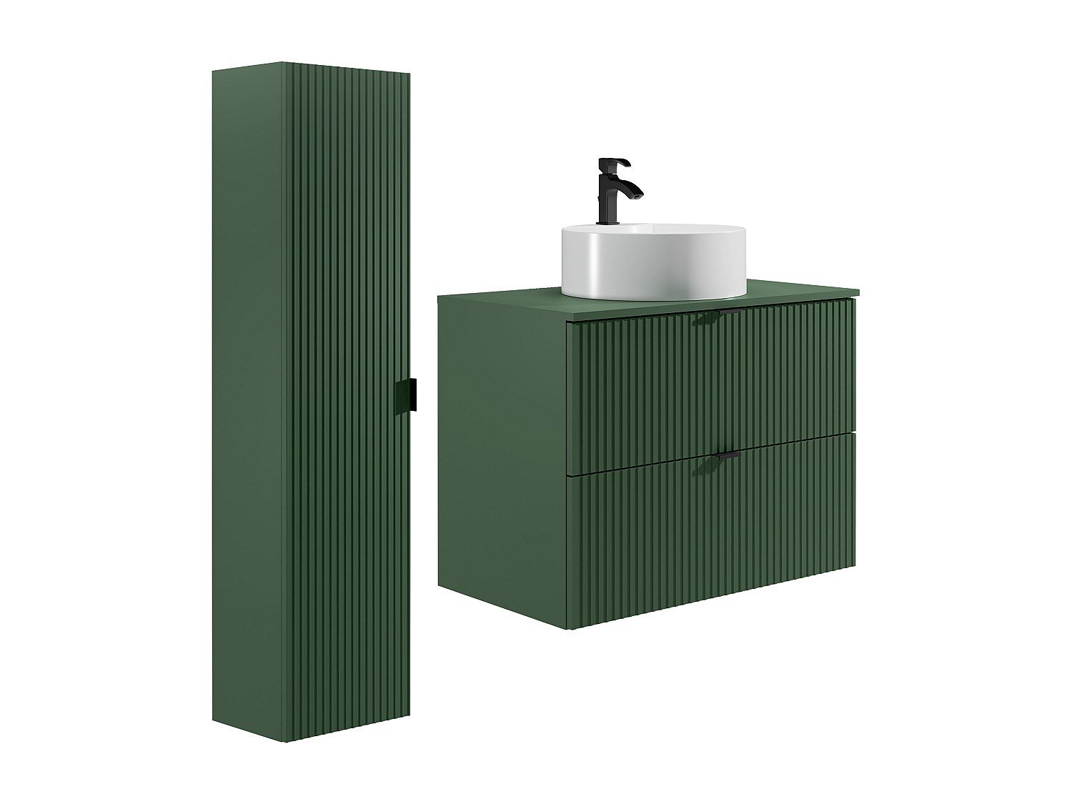 Waschbeckenunterschrank hängend mit Aufsatzwaschbecken & Badhochschrank - S günstig online kaufen