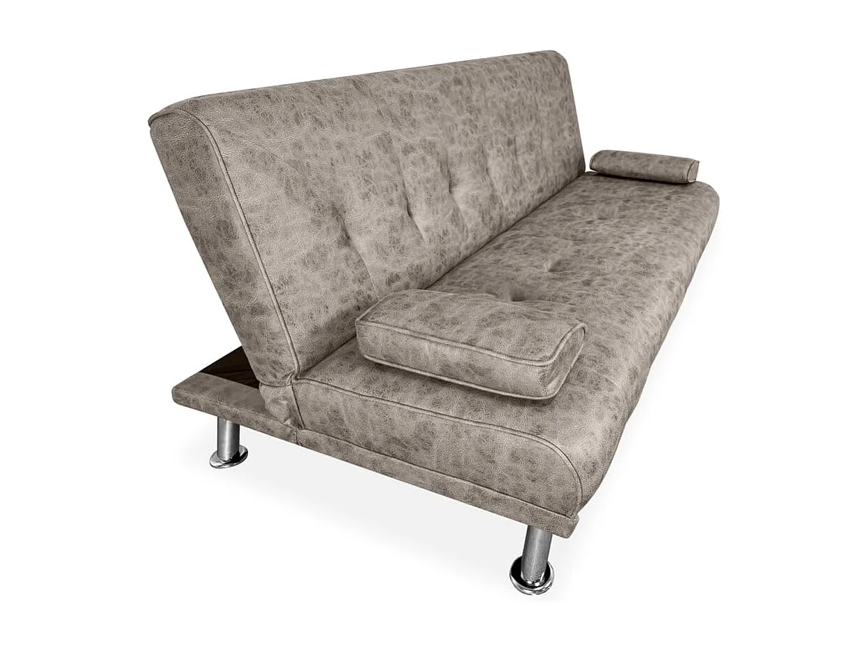 Sofá Cama 3 Plazas de Diseño Moderno con Cojines Decorativos, Estructura de Madera, Color Gris Cemento, 188x88x88 cm