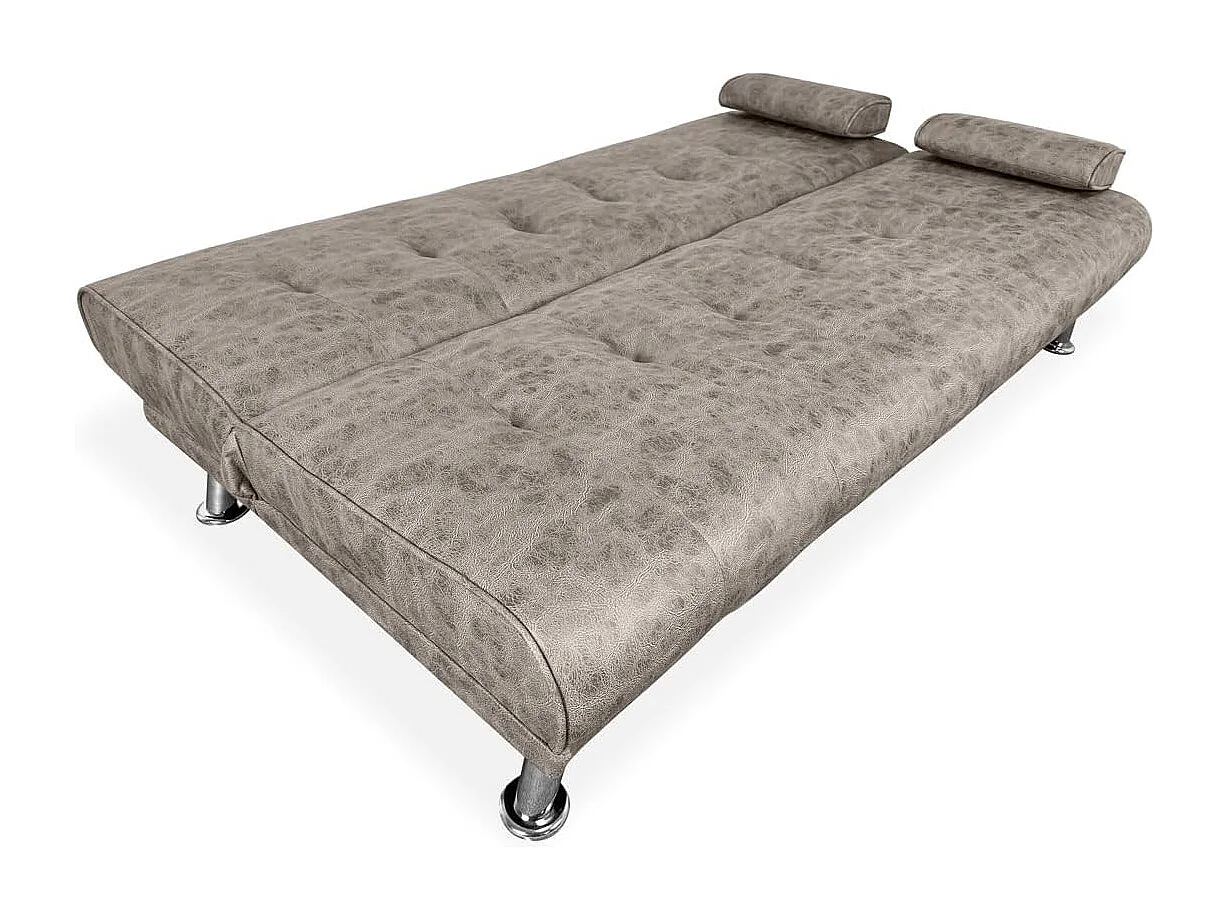 Sofá Cama 3 Plazas de Diseño Moderno con Cojines Decorativos, Estructura de Madera, Color Gris Cemento, 188x88x88 cm