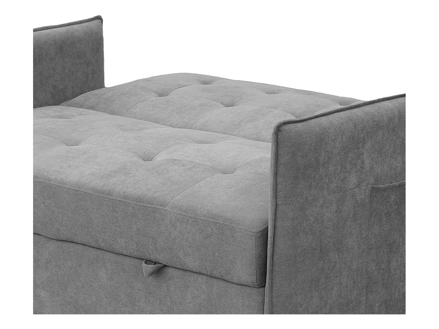 Sofá Cama 3 Posiciones con Sistema Clic-Clac – Convertible en Cama, Tapizado Gris, Estructura de Madera y Cojines Incluidos – 135x87x96 cm