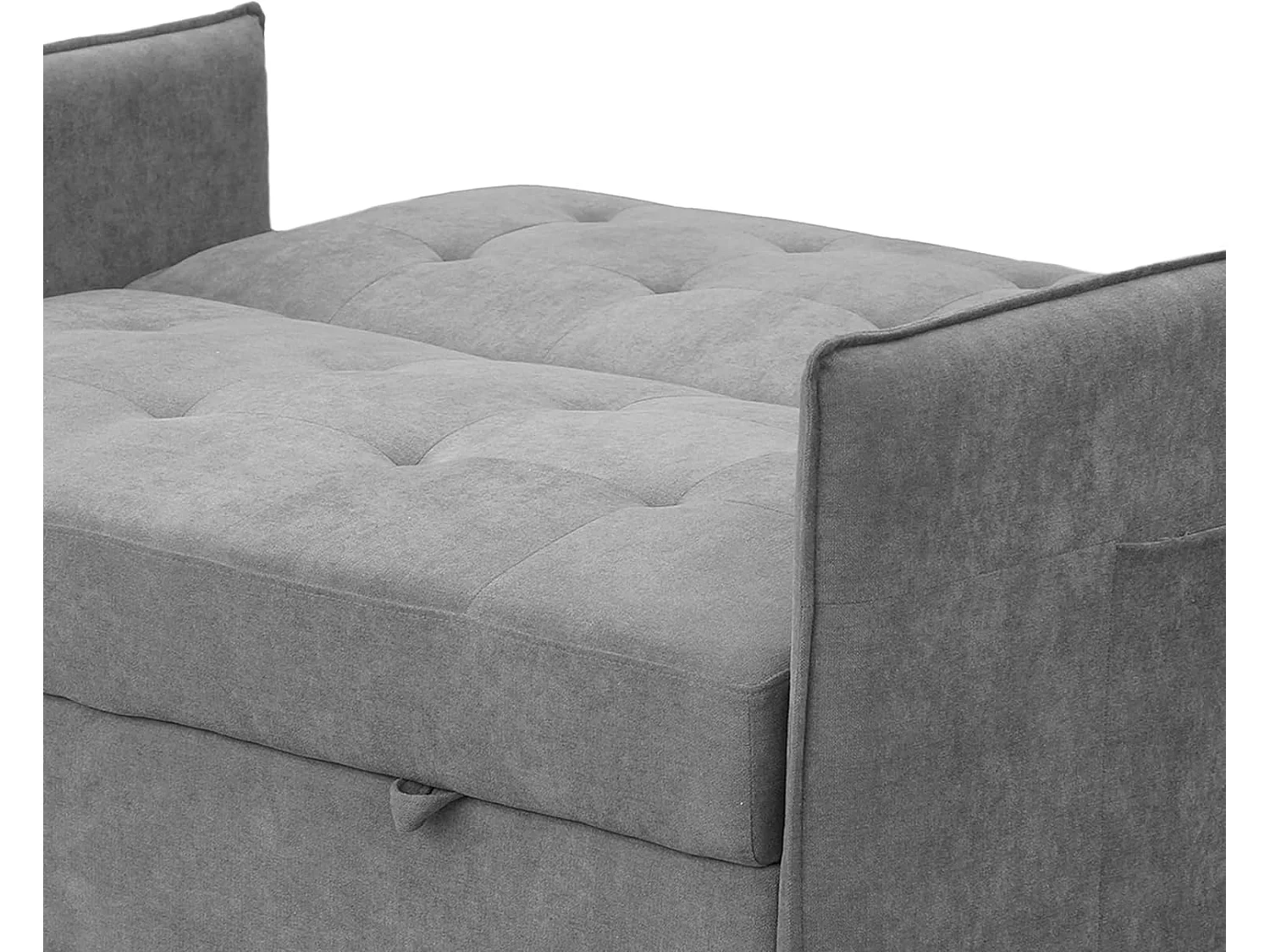 Sofá Cama 3 Posiciones con Sistema Clic-Clac – Convertible en Cama, Tapizado Gris, Estructura de Madera y Cojines Incluidos – 135x87x96 cm