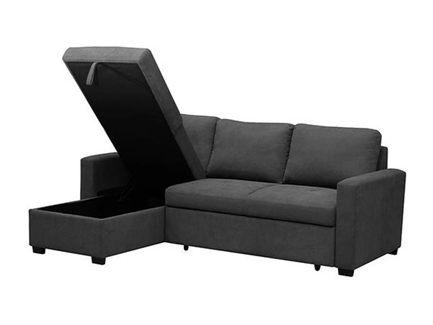 Sofá Cama 3 Plazas Reversible con Chaiselongue y Almacenaje, Tapizado en Tela Gris, 229x93x153 cm