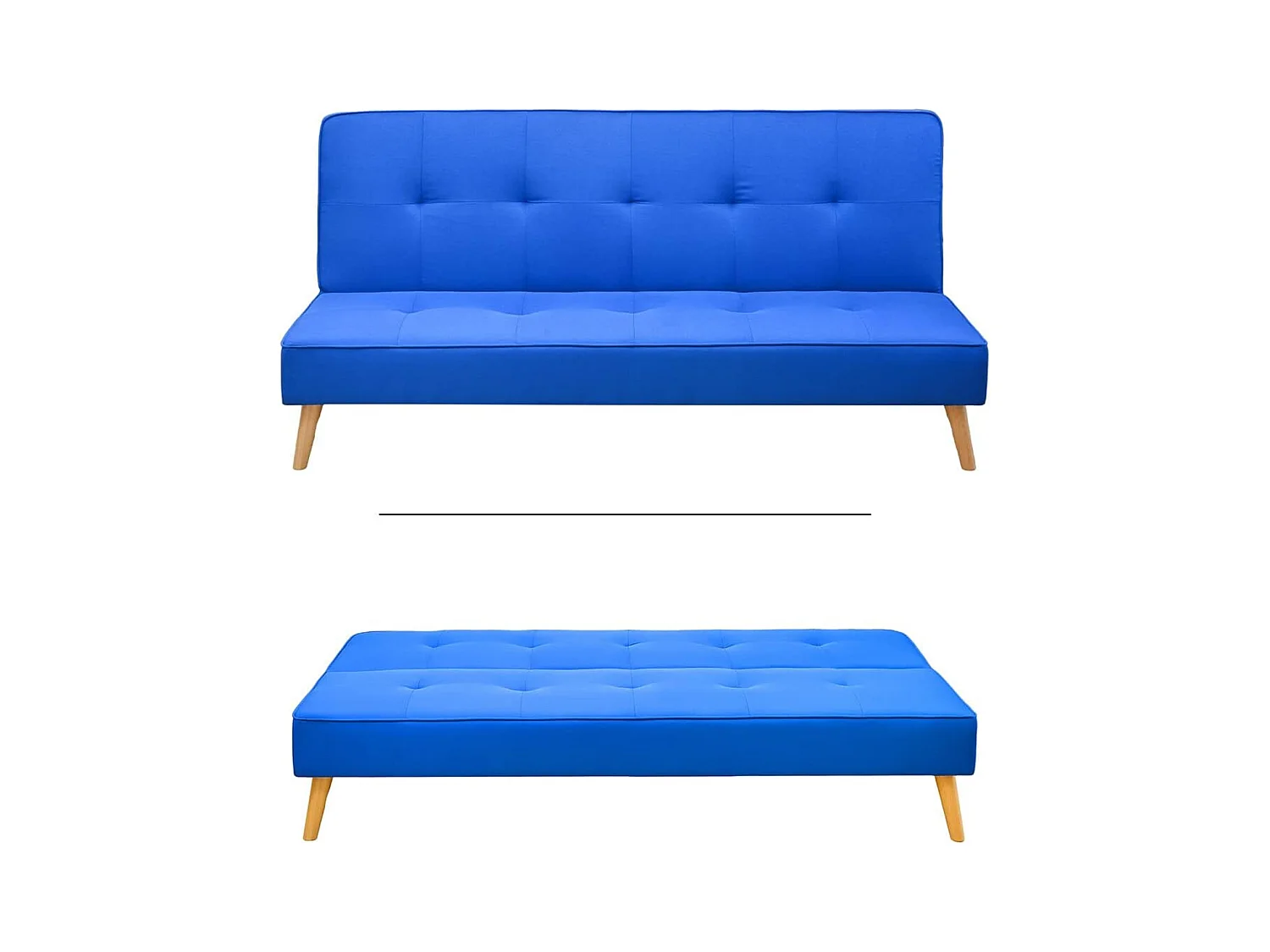 Meyvaser Sofá Cama de 2 Plazas - 188 x 88 x 88 cm - Apertura Clic-Clac - Máximo Relax, Confort y Resistencia Color gris-Azul