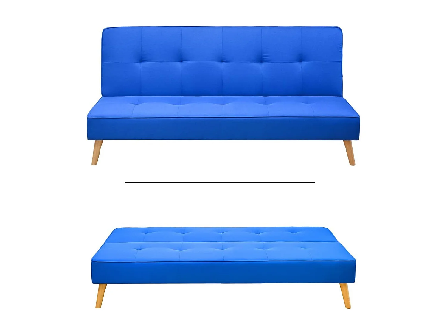 Meyvaser Sofá Cama de 2 Plazas - 188 x 88 x 88 cm - Apertura Clic-Clac - Máximo Relax, Confort y Resistencia Color gris-Azul