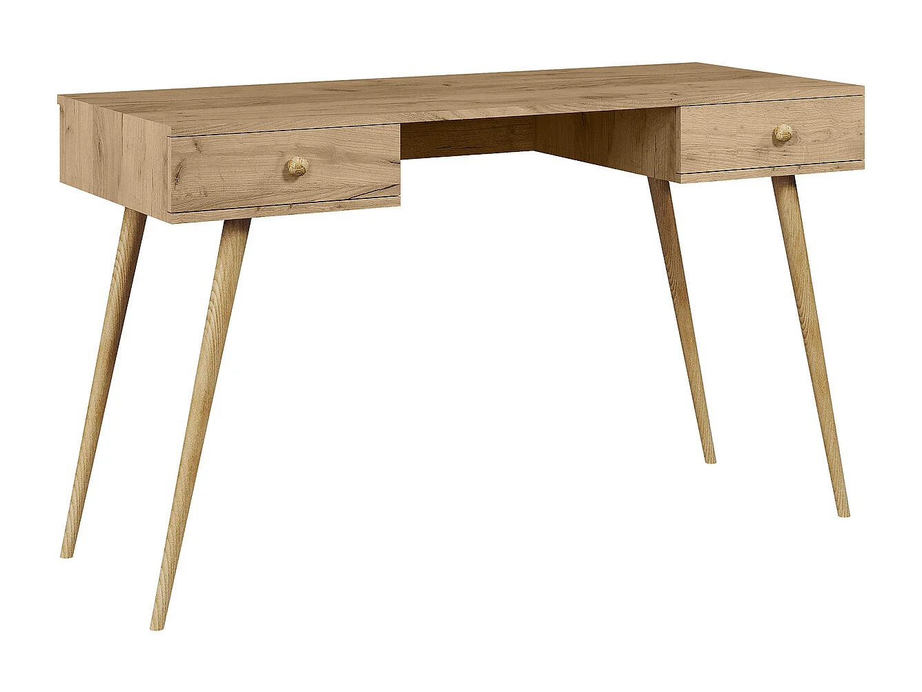 Escritorio Moderno Color Roble con Cajones 135x79x54 cm – Estilo Escandinavo – Para Oficina, Estudio o Dormitorio