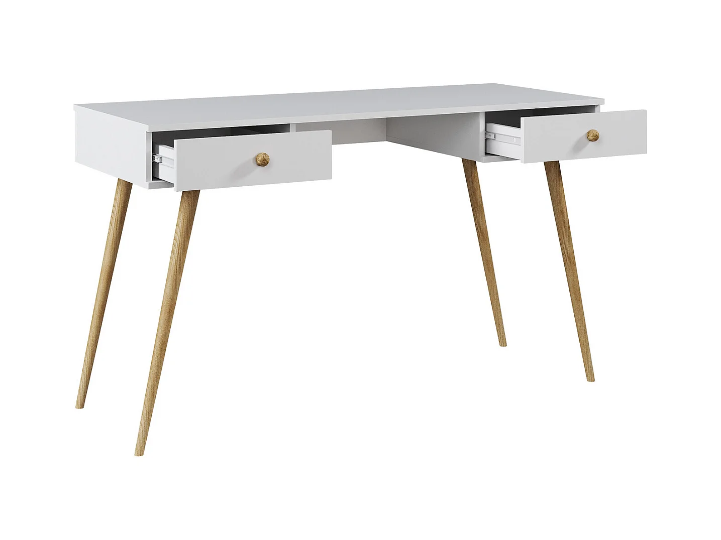 Escritorio Moderno Blanco con Cajones 135x79x54 cm – Estilo Escandinavo – Para Oficina, Estudio o Dormitorio