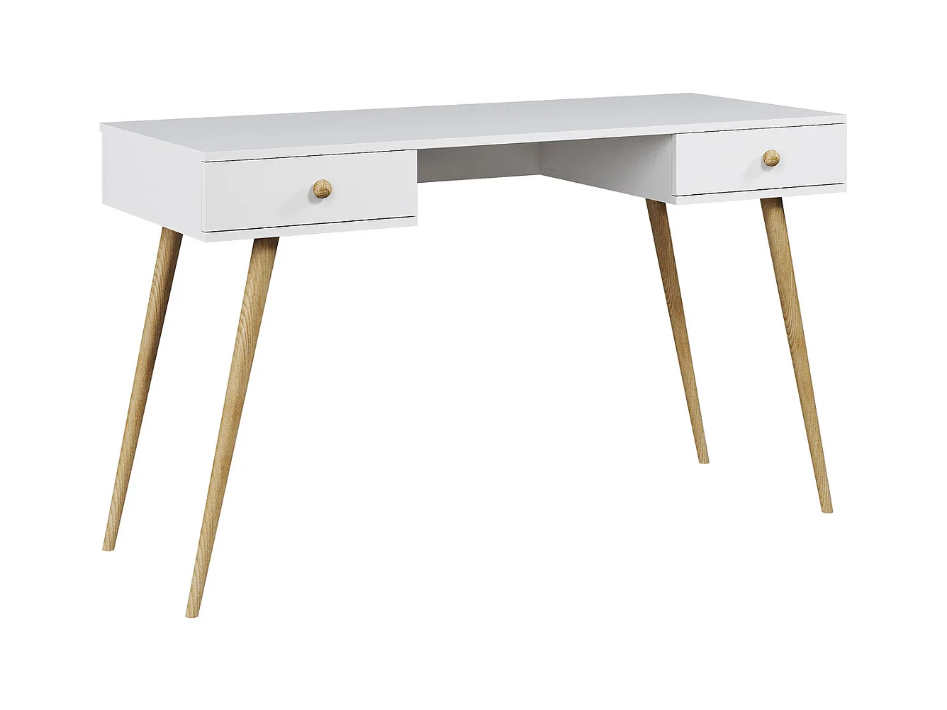 Escritorio Moderno Blanco con Cajones 135x79x54 cm – Estilo Escandinavo – Para Oficina, Estudio o Dormitorio