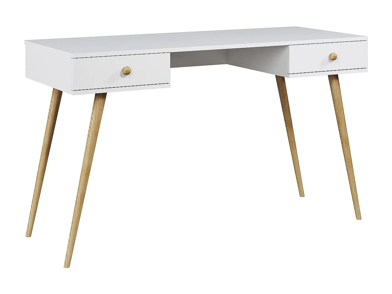 Escritorio Moderno Blanco con Cajones 135x79x54 cm – Estilo Escandinavo – Para Oficina, Estudio o Dormitorio