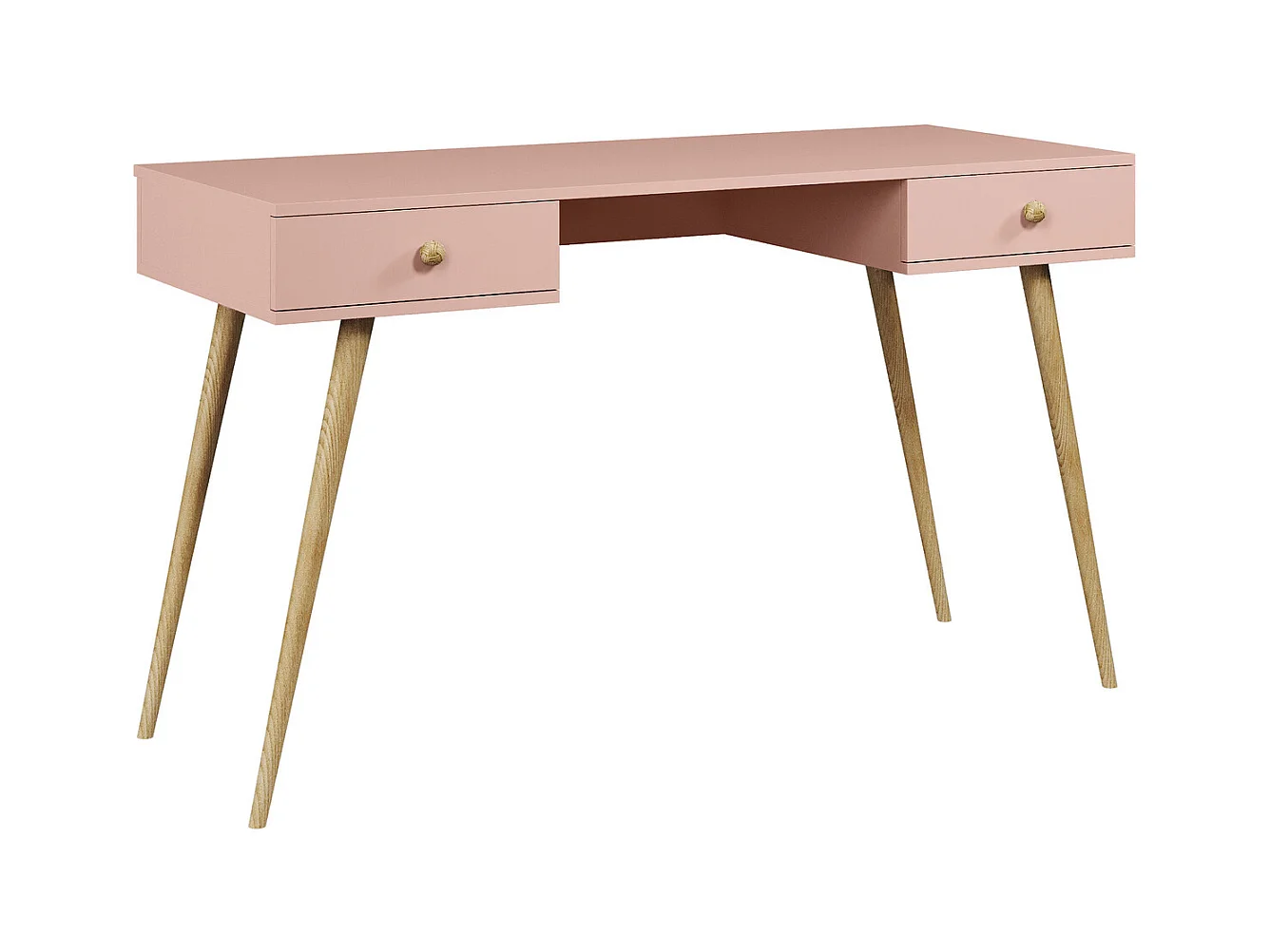 Escritorio Moderno Color Rosa con Cajones 135x79x54 cm – Estilo Escandinavo – Para Oficina, Estudio o Dormitorio