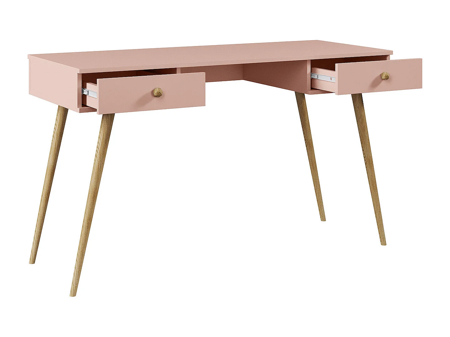 Escritorio Moderno Color Rosa con Cajones 135x79x54 cm – Estilo Escandinavo – Para Oficina, Estudio o Dormitorio