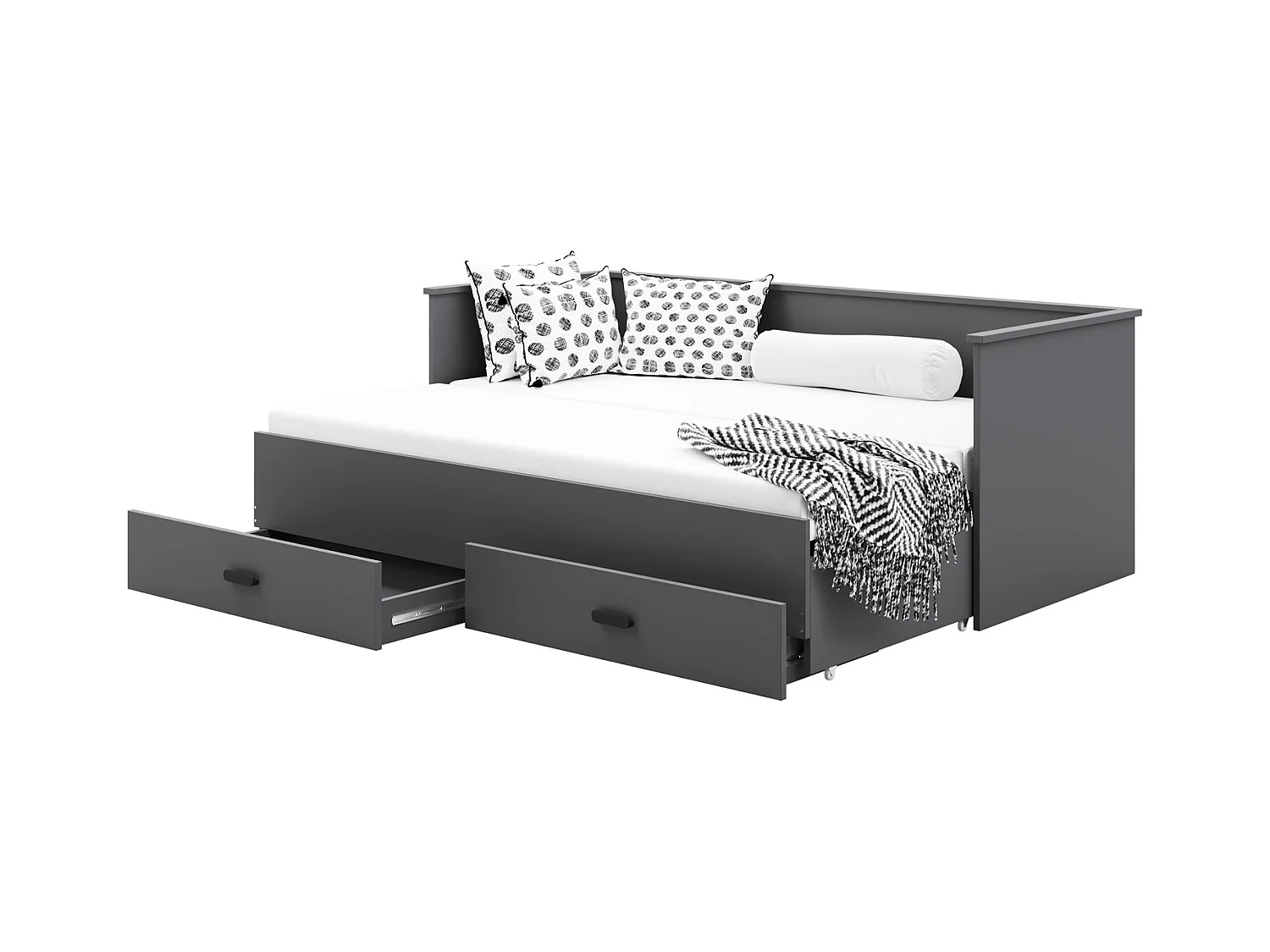 Cama Doble Color Gris 200x160 cm – Incluye Estructura, Base y 2 Colchones, Diseño Moderno y Robusto para Dormitorio Matrimonial