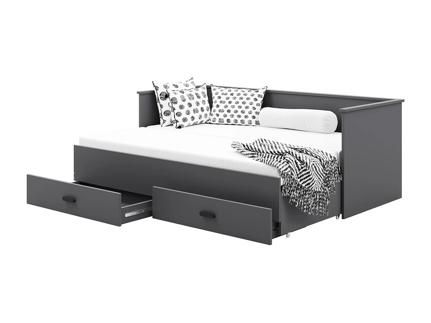 Cama Doble Color Gris 200x160 cm – Incluye Estructura, Base y 2 Colchones, Diseño Moderno y Robusto para Dormitorio Matrimonial