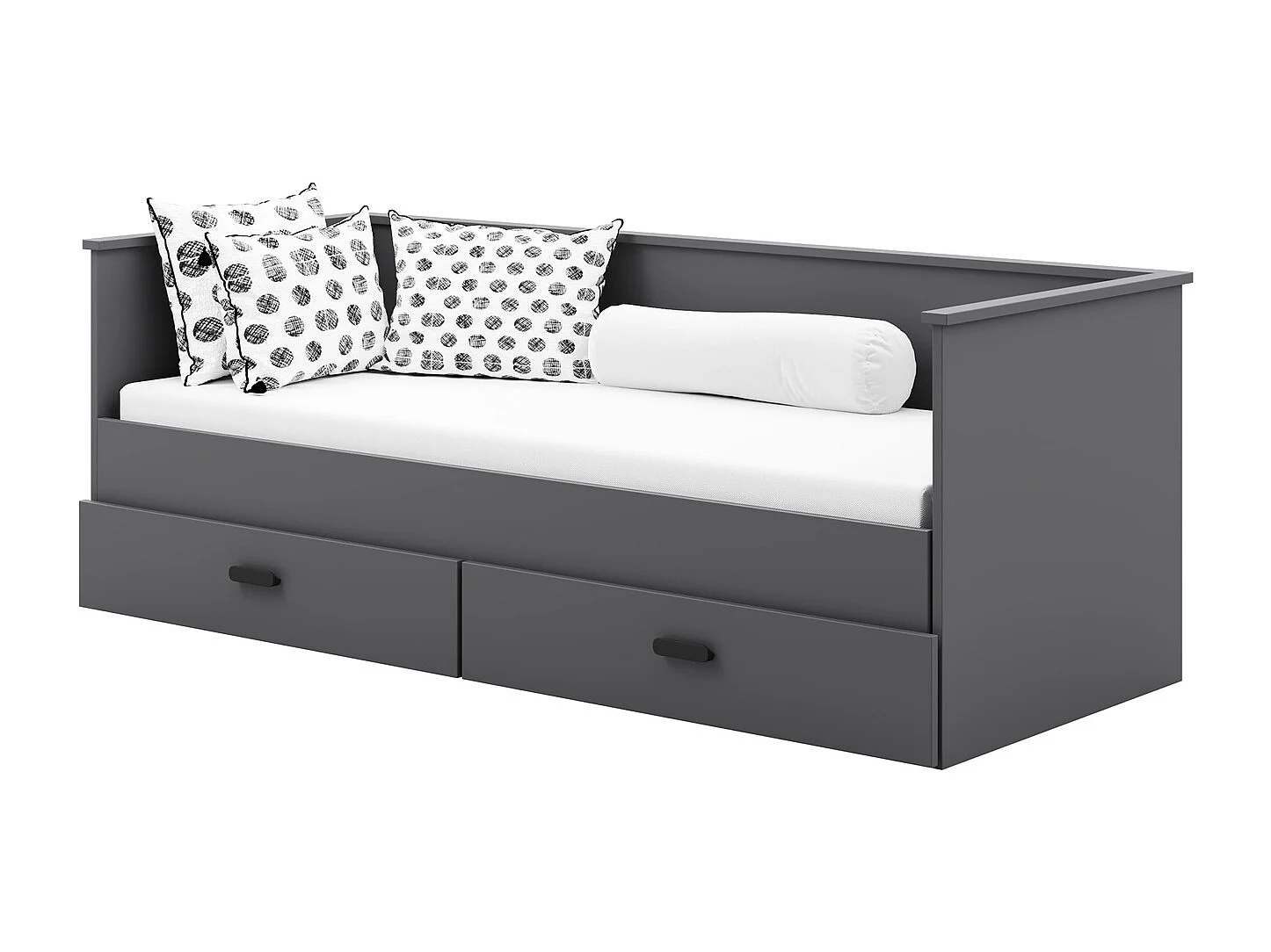 Cama Doble Color Gris 200x160 cm – Incluye Estructura, Base y 2 Colchones, Diseño Moderno y Robusto para Dormitorio Matrimonial