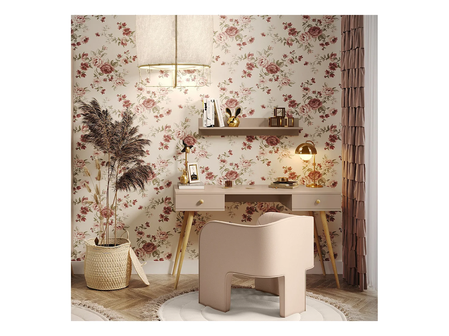 Escritorio Moderno Color Macchiato con Cajones 135x79x54 cm – Estilo Escandinavo – Para Oficina, Estudio o Dormitorio