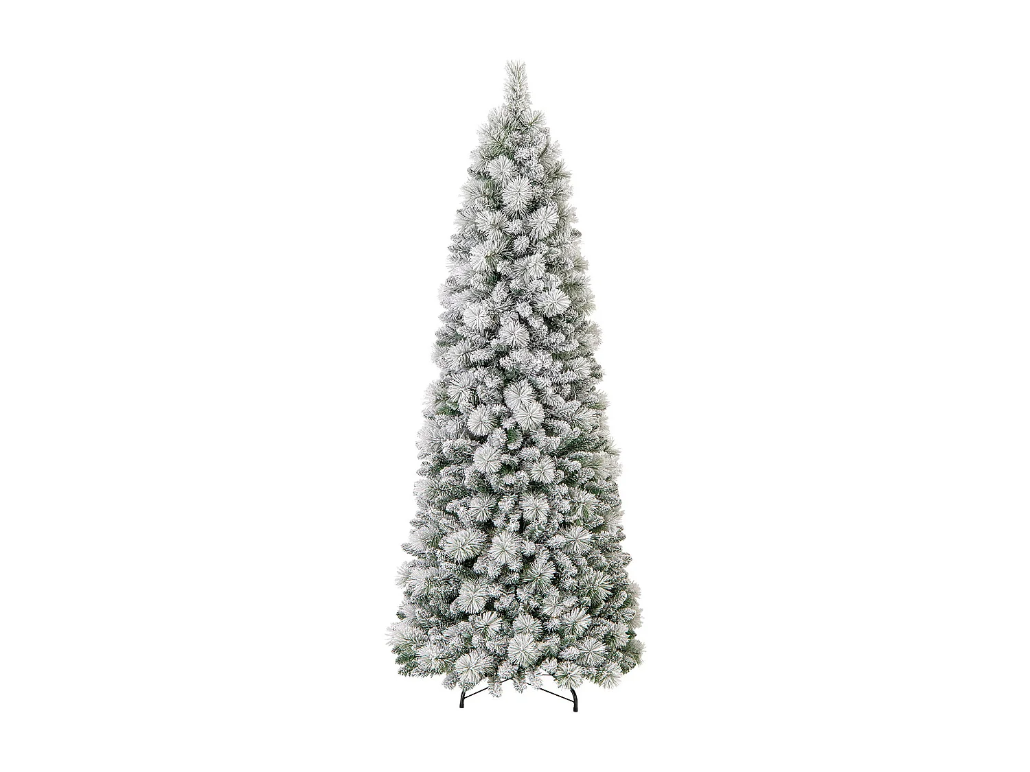 Sapin de Noël Floqué de 210 cm Arbre de Noël avec Aiguilles de Pin 680 Pointes de Branches 200 Lumières LED Blanc Chaud Section Pliable