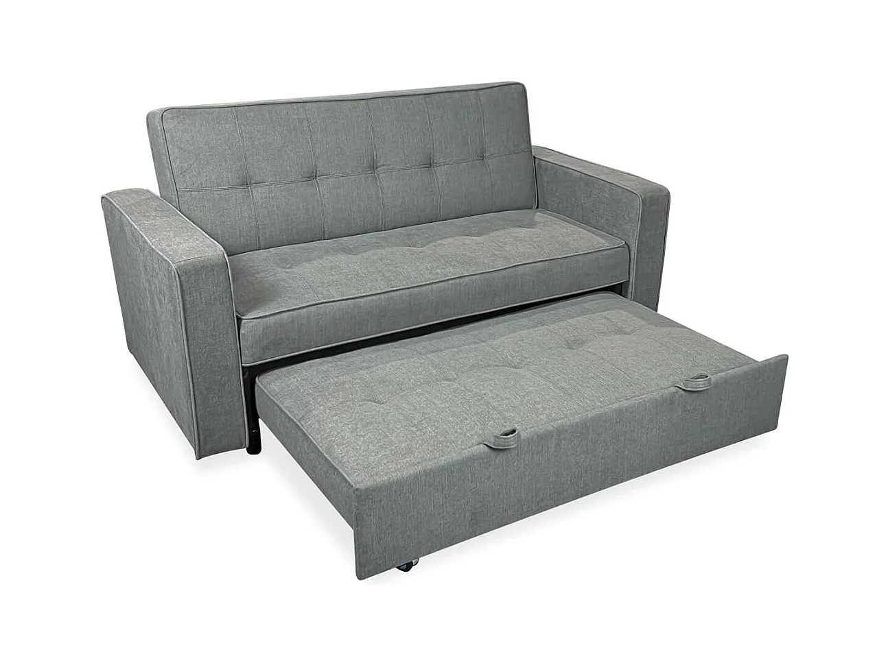 Sofá Cama 2 Plazas con Reposabrazos –  Convertible en Cama con Sistema de Arrastre, Tapizado Gris Moderno – 167x90x96,5 cm