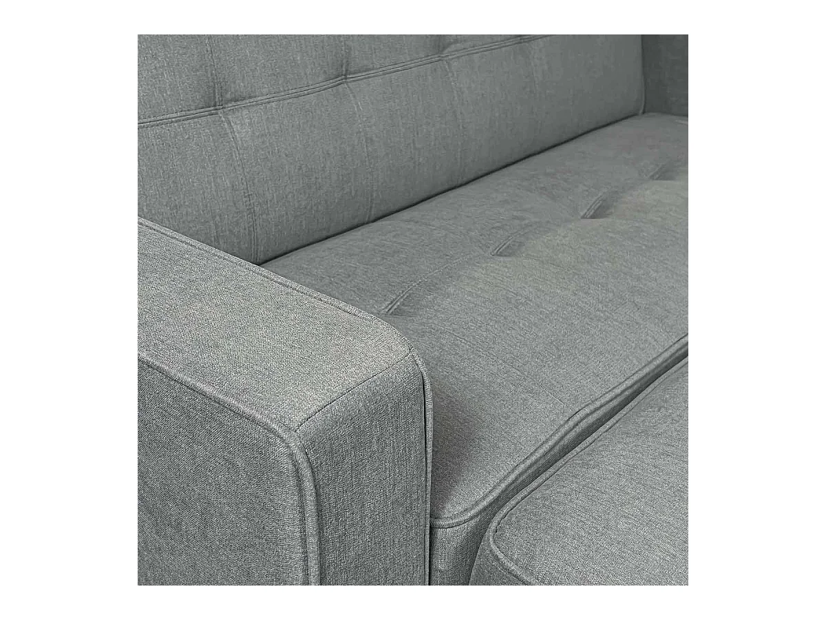 Sofá Cama 2 Plazas con Reposabrazos –  Convertible en Cama con Sistema de Arrastre, Tapizado Gris Moderno – 167x90x96,5 cm