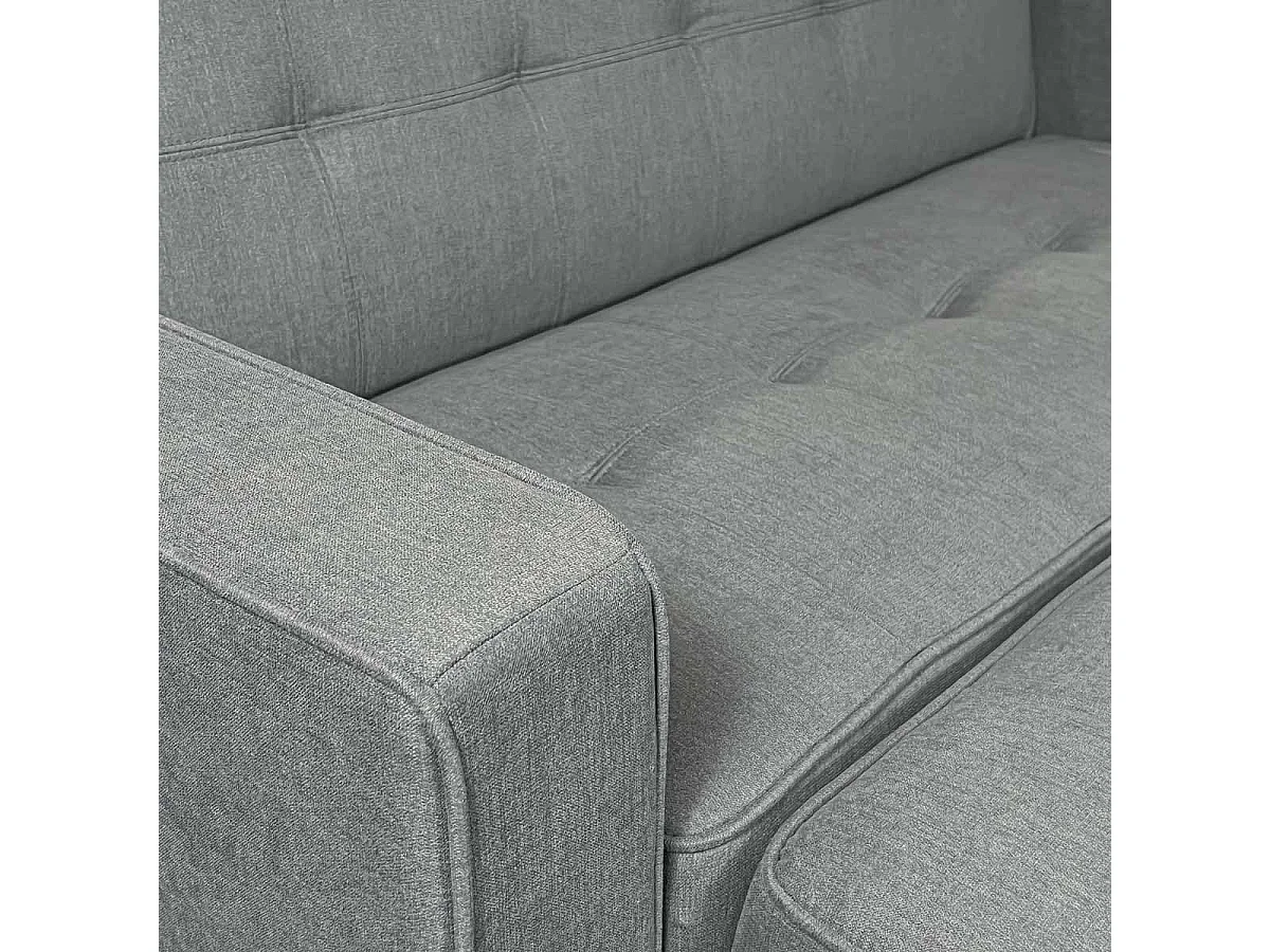 Sofá Cama 2 Plazas con Reposabrazos –  Convertible en Cama con Sistema de Arrastre, Tapizado Gris Moderno – 167x90x96,5 cm