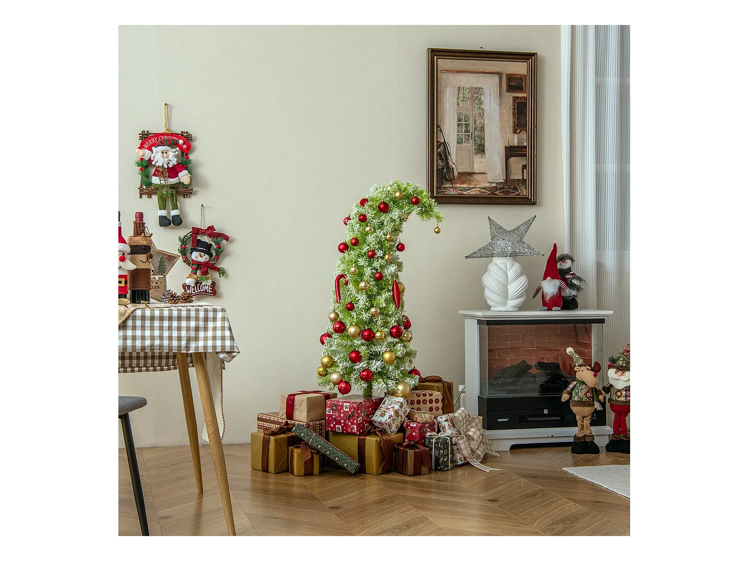 Albero festivo artificiale pre-illuminato con punta flessibile 216 punte di ramo, Albero di natale da 150 CM Verde