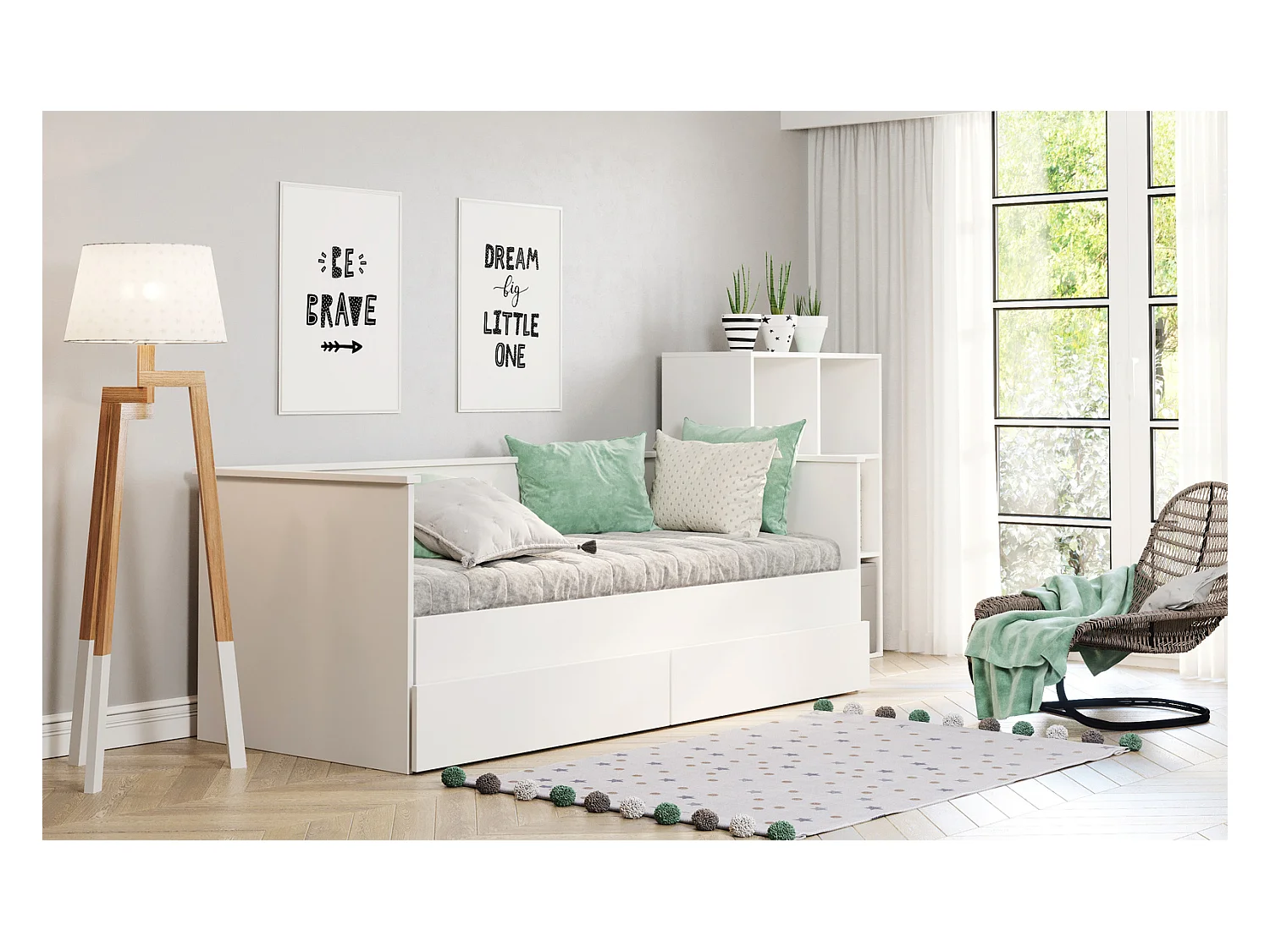 Cama Doble Blanca 200x160 cm – Incluye Estructura, Base y 2 Colchones, Diseño Moderno y Robusto para Dormitorio Matrimonial